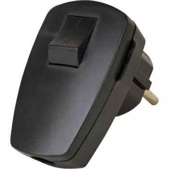 Plastová bezpečnostní zástrčka Kopp s kolébkovým vypínačem, černá, 16 A, 250 V, 3 x 1,5 mm²