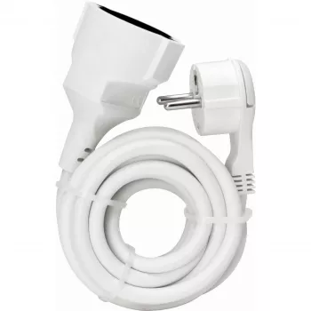 Prodlužovací kabel KOPP ELEKTROTECHNIK s ultraplochou úhlovou zástrčkou, Schuko na Schuko, bílý, 3m