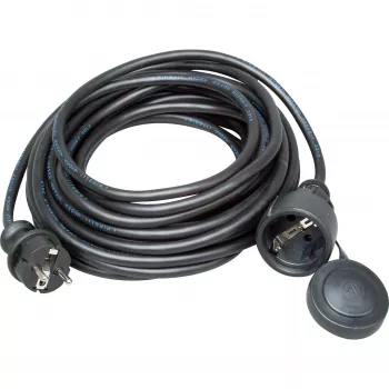 Kopp gumový bezpečnostní prodlužovací kabel, zástrčka/spojka Schuko, 10 m, H05RR-F 3G1.5, IP44, černý (147310042)