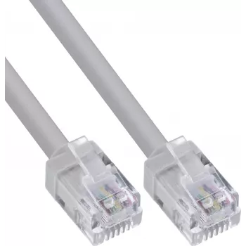 InLine modulární kulatý kabel RJ12, samec-samec, 6P6C, 2m, šedý