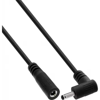 InLine® Prodlužovací DC kabel, úhlový konektor, 3,5 x 1,35 mm, černý, 5 m