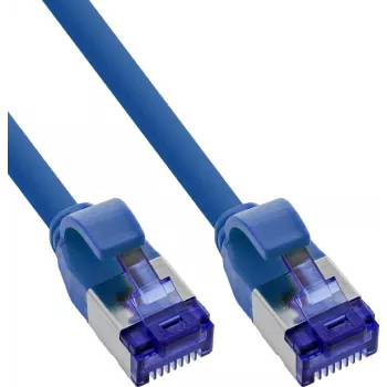 INLINE B-74955B 150 ks Bulk balení Cat.6A S/FTP LSZH Slim Patch kabel, modrý, 0,5 m