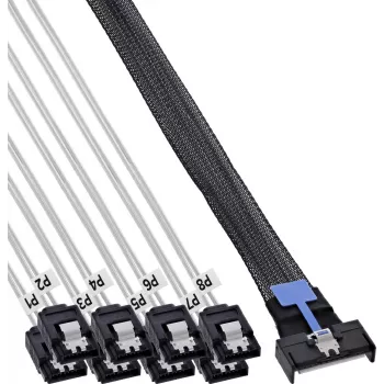 Rozbočovací kabel INLINE MCIO x8 na 8x SATA, 0,5 m