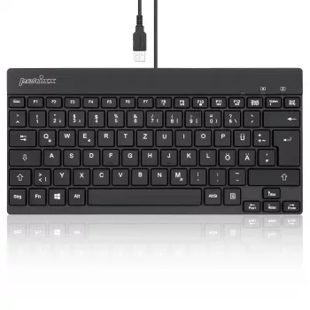 Perixx PERIBOARD-326 DE Illuminated USB Keyboard, Wired, Black