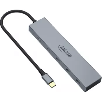 InLine USB-C hub, 4x USB-C + Power Delivery 100 W, USB 3.2 Gen 2, šedý
