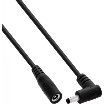 InLine® prodlužovací DC kabel, úhlový konektor, 4,0 x 1,7 mm, černý, 2 m