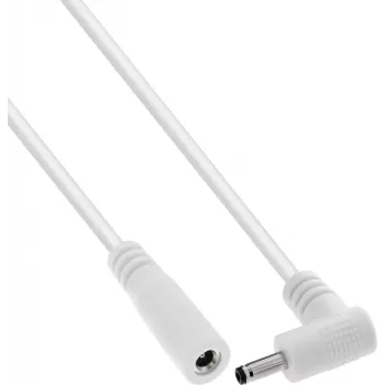 InLine® prodlužovací DC kabel, úhlový konektor, 3,5 x 1,35 mm, bílý, 5 m