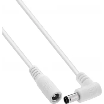 InLine® prodlužovací DC kabel, úhlový konektor, 5,5 x 2,1 mm, bílý, 1 m