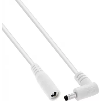 InLine® prodlužovací DC kabel, úhlová zástrčka, 4,0 x 1,7 mm, bílý, 2 m