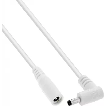 InLine® prodlužovací DC kabel, úhlová zástrčka, 4,0 x 1,7 mm, bílý, 5 m