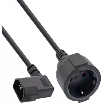 InLine® Napájecí adaptérový kabel IEC C14 na zásuvku Schuko, 2 m, černý