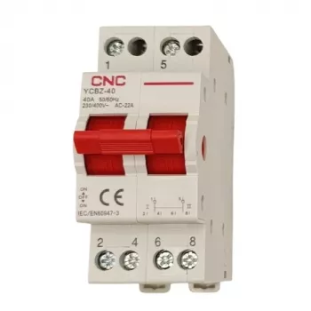 CNC EL240364 modulární přepínač YCBZ-40, 2pólový, 40 A, 1-0-2, montáž na DIN lištu