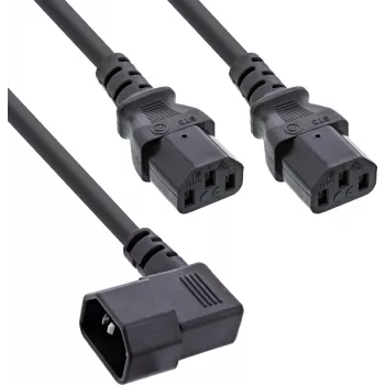 InLine® Napájecí Y kabel, chladicí zařízení, 1x IEC-C14 zahnutý na 2x IEC-C13, 1 m