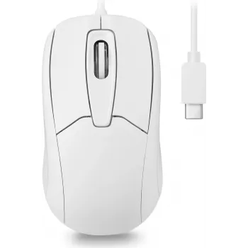 Perixx PERIMICE-209 C W Wired USB-C Optical Mouse, 1000 DPI, 3 Buttons, Scroll Wheel, Ambidextrous, White