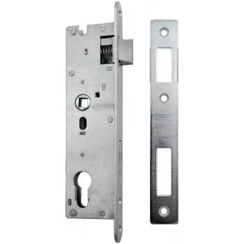 Zámek zadlabací PSG 63.211 L/P se střelkou a západkou, přestavitelný, čelní deska 220 x 22 mm, 72 mm PZ, 50 mm vzdálenost, pozinkovaná ocel