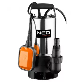 Ponorné kalové čerpadlo NEO TOOLS 04-736 1100 W, 15000 l/h, výtlak 10 m, nerezová ocel, plovákový spínač