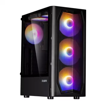Zalman N4 Rev.1 Mid-Tower ATX skříň s 6 ARGB ventilátory, tvrzené sklo, černá