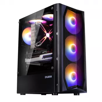 Zalman N4 Rev.1 Mid-Tower ATX skříň s 6 ARGB ventilátory, tvrzené sklo, černá