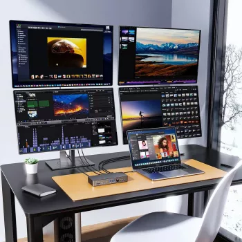 ORICO DKA22-V1-EU-BK-EP USB-C 10Gbps DisplayLink dokovací stanice se 4x 4K@60Hz displeji a 60W Power Delivery