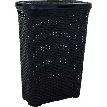 CURVER Style 40L box na prádlo s odklápěcím víkem, rattanový efekt, černý