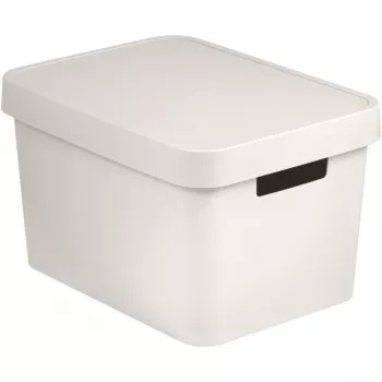 CURVER Infinity Recycled 17L Storage Box with Lid, White, 36x27x22 cm, 100% Recycled Plastic
