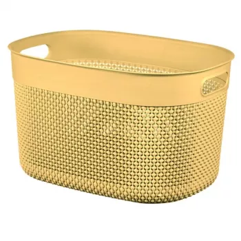 CURVER Filo L Storage Basket 18L Yellow 38x28x22cm Woven Rattan Effect