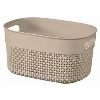 CURVER Filo S 6L Woven Storage Basket, Beige, Rectangular, Stackable, with Handles