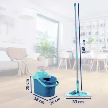Leifheit Clean Twist M Ergo sada na čištění podlahy s hlavou mopu Micro Duo, 33 cm, zelená/bílá