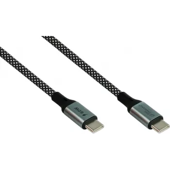 GoodConnections Magnetic USB 2.0 Coiled Cable 60W USB-C to USB-C, Black/White, 1m 2060-MT010SW