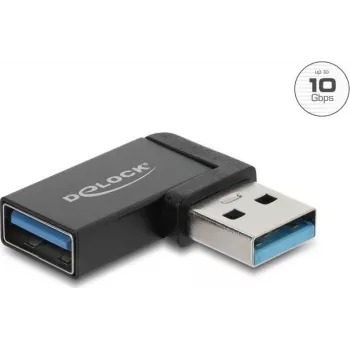 Delock USB 10 Gbps Type-A samec na samici adaptér, levé zalomení