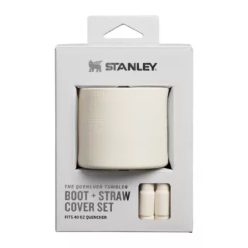 Sada STANLEY The Quencher Boot + Straw Topper, ochranné silikonové příslušenství pro tumbler 1,18l, Light Cream