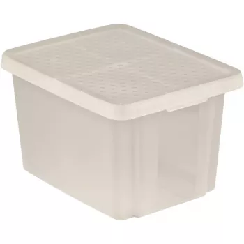 CURVER Essentials 26L průhledná úložná krabice s víkem, stohovatelná a vkládatelná, 44x34x27 cm