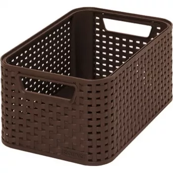 CURVER KIS Style S úložná krabice 7,2L tmavě hnědá proutěný rattanový efekt 28,5x19,4x13cm