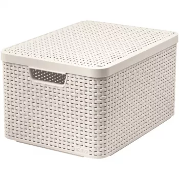CURVER Style L úložný box s víkem, 43,6 x 32,6 x 23 cm, krémový, skládací, stohovatelný