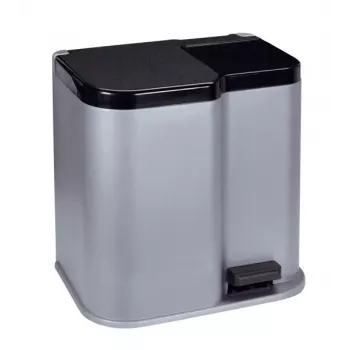 CURVER Duo 15+7L stříbrný/tmavě šedý šlapací koš