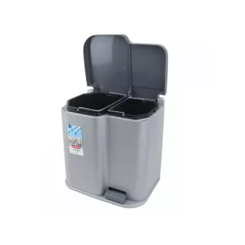 CURVER Duo 15+7L stříbrný/tmavě šedý šlapací koš
