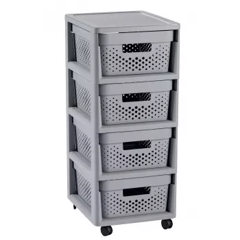 Curver Infinity 11L 4 Compartment Wheeled Chest 30x36x69cm Grey