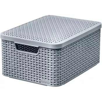 CURVER Style M Storage Box with Lid, 39.3 x 29.3 x 18.7 cm, Light Grey, Collapsible
