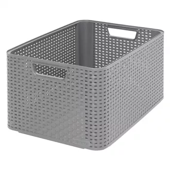 CURVER Style L úložná krabice 43,6 x 32,6 x 23 cm světle šedá rattanový efekt 33L