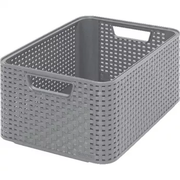 CURVER Style úložná krabice M 38,6x28,7x17 cm světle šedá ratanový vzhled 17L