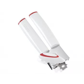 Otvírák na konzervy LEIFHEIT Lifty manuální Top-Cut s ergonomickou rukojetí, nerezová čepel, bílá/šedá