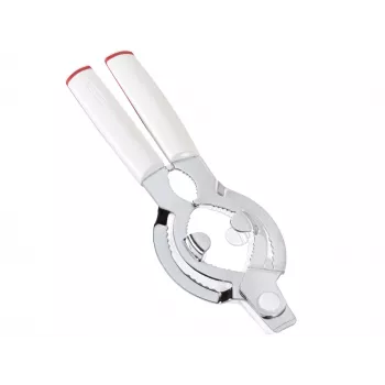 Otvírák na sklenice LEIFHEIT ComfortLine 103135 – snadné otáčení Twist-Assist, nastavitelná rukojeť, vhodný do myčky, bílá/šedá