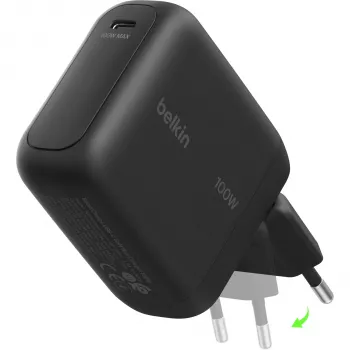 Belkin BOOSTCharge 100W USB-C GaN nástěnná nabíječka - černá WCH025KQBK