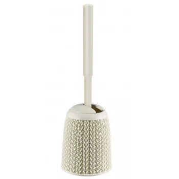Toaletní kartáč CURVER Knit s držákem, bílý, Ø14x43 cm