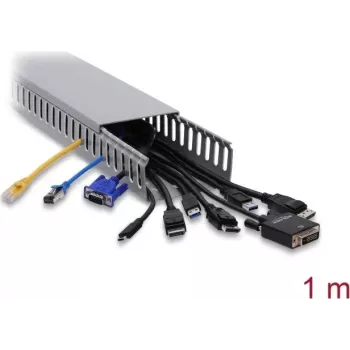 Delock 22141 kabelový kanál 100 x 50 mm, 1 m, šedý, drážkovaný, PVC, UL94 V-0