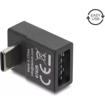 Delock USB 2.0 USB Type-C samec na Easy USB Type-A samice zahnutý adaptér, černý