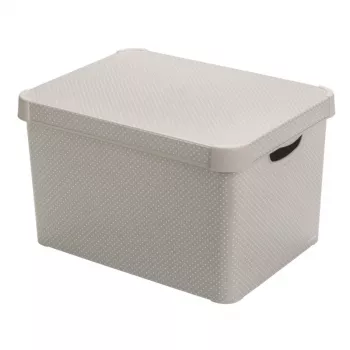 Curver Deco Stockholm L úložná krabice s víkem 39,5x29,5x23,5 cm puntíky černá/bílá