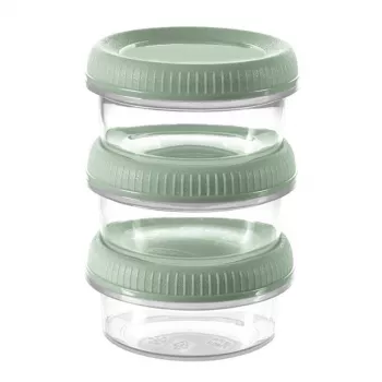 Sada 3 kelímků na omáčky Curver Smart Eco To Go kulatých, každý 0,08 l, Soft Green
