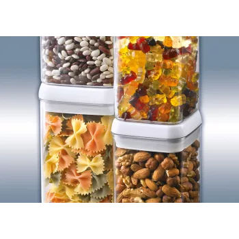 LEIFHEIT Fresh&Easy potravinová dóza 1,2 l, vzduchotěsná, bez BPA, průhledná s bílým/šedým víkem