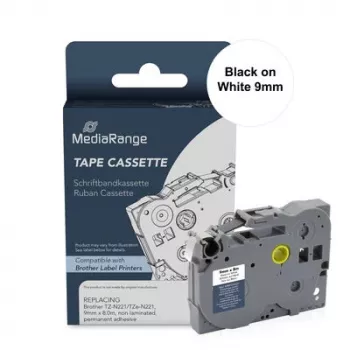 MediaRange kazeta s popisovací páskou pro Brother TZ-N221/TZe-NX221, 9mm x 8m, černá na bílé